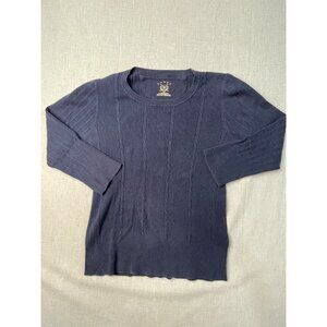 Thre3 Women's Black XL Knit Round Neck Long Sleeve Sweater Cotton Nylon USED